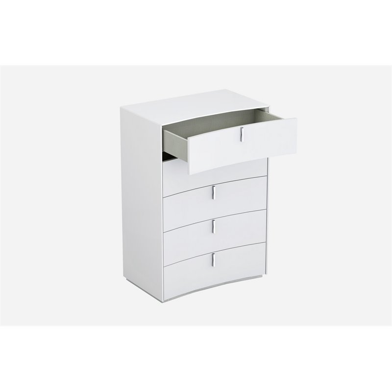 Titan Furnishings Polo Modern Lacquer Wood Chest in High Gloss White