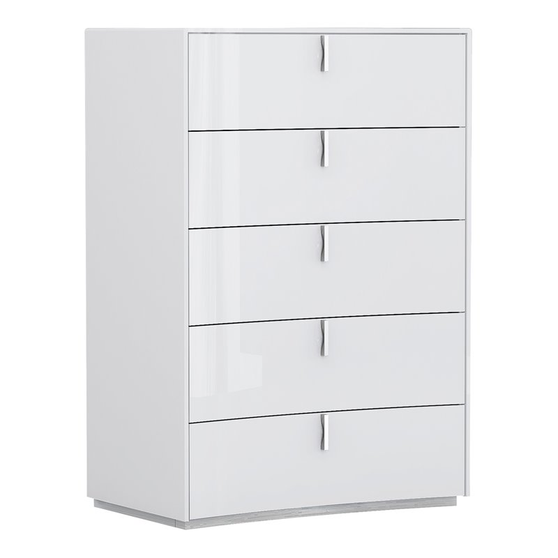 Titan Furnishings Polo Modern Lacquer Wood Chest in High Gloss White