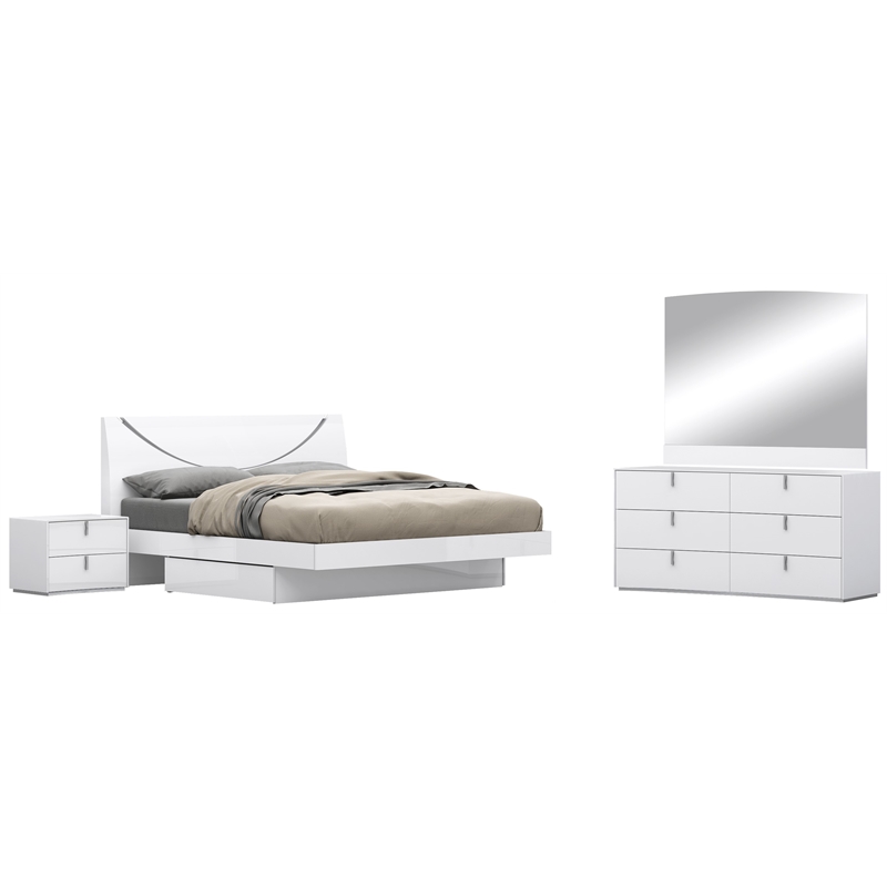 Titan Furnishings Polo 4-Piece Wood California King Bedroom Set in White