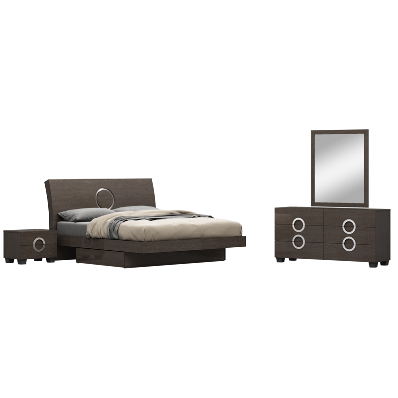 Titan Furnishings Rita 4-Piece Wood California King Bedroom Set in Gray