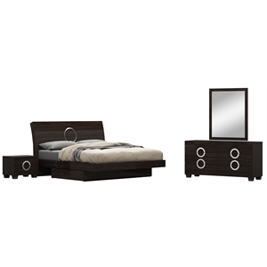 Titan Furnishings Rita 4-Piece Wood Eastern King Bedroom Set in Wenge color