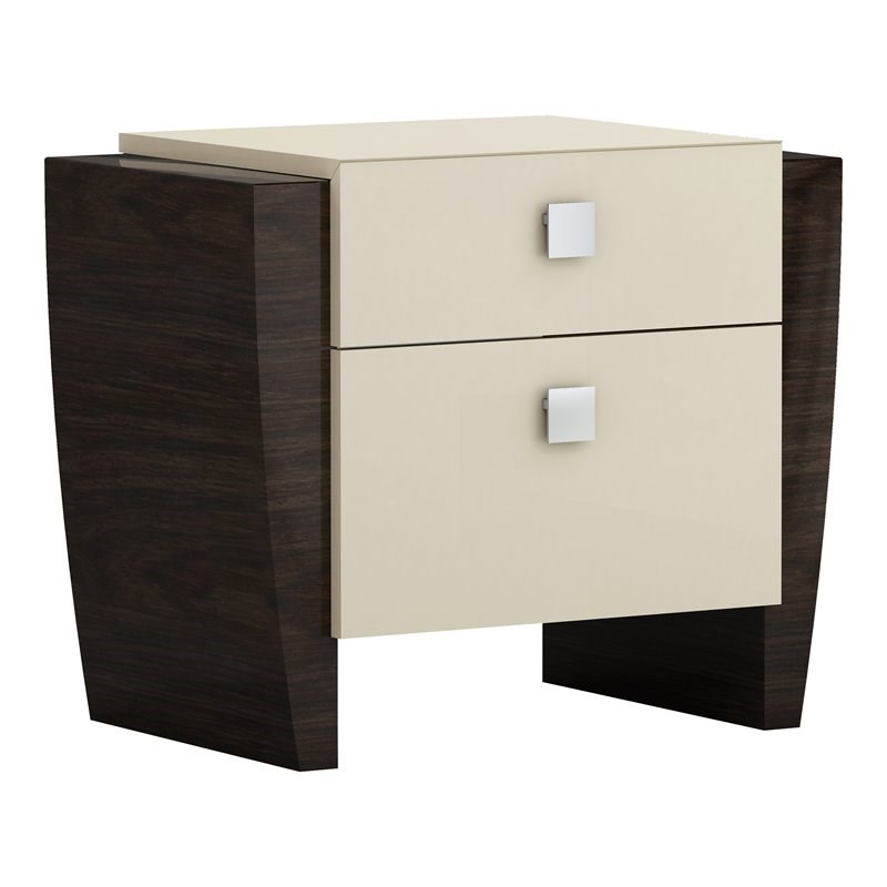 Titan Furnishings Sofia Modern Lacquer Wood Nightstand in Two-Tone Beige