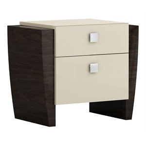 titan furnishings sofia modern lacquer wood nightstand in two-tone beige