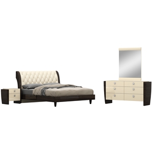 Titan Furnishings Sofia 4-Piece Wood Eastern King Bedroom Set in Beige