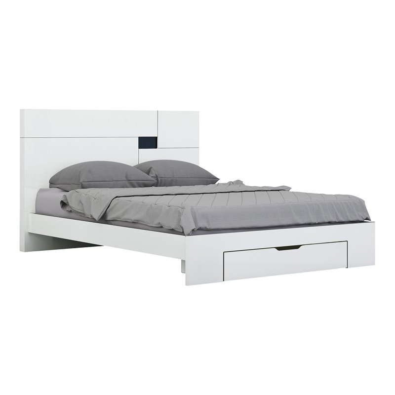 Titan Furnishings Waldorf Modern Lacquer Wood Eastern King Bed in Gloss White