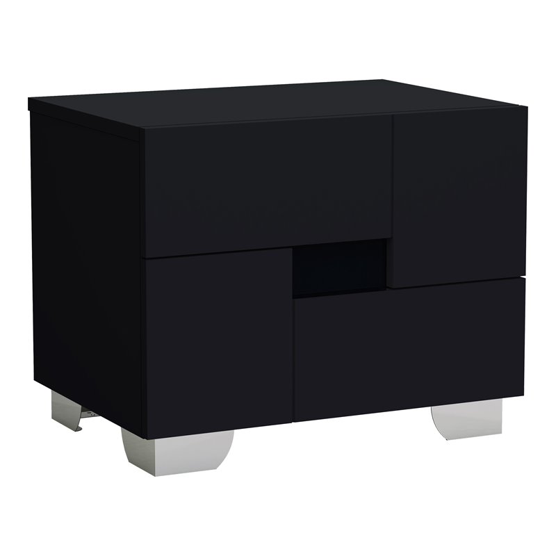 Titan Furnishings Waldorf Modern Lacquer Wood Nightstand in Gloss Black