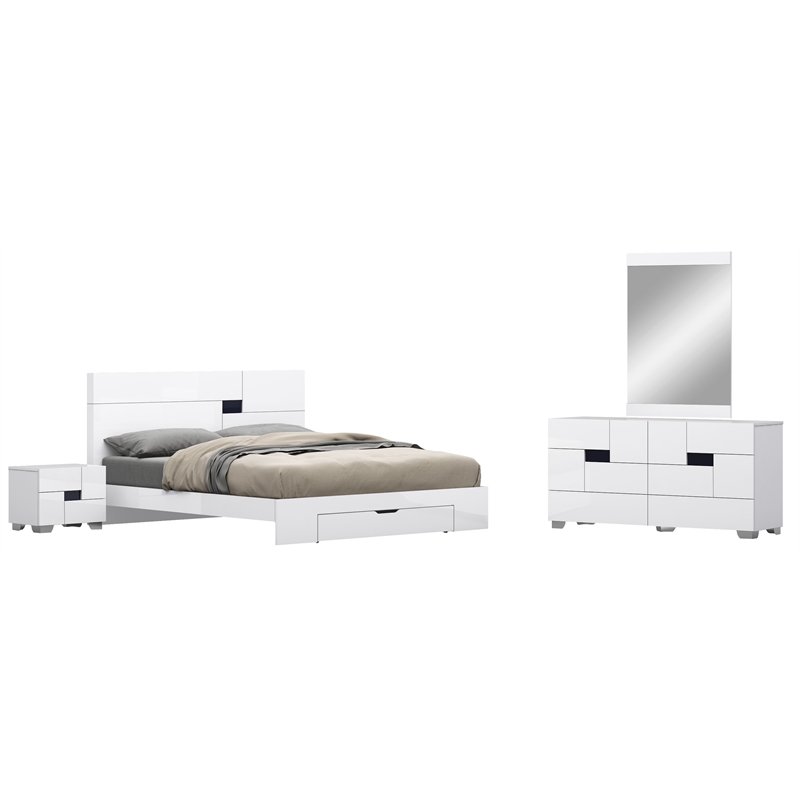 Titan Furnishings Waldorf 4-Piece Wood California King Bedroom Set in White
