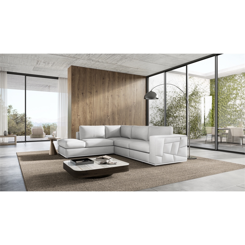 Titan Furnishings Transitional Italian Top Grain Leather Sectional White