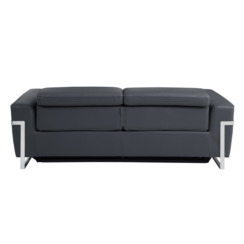 Titan Furnishings Italian Leather Sofa with Power Recliner in Dark Gray