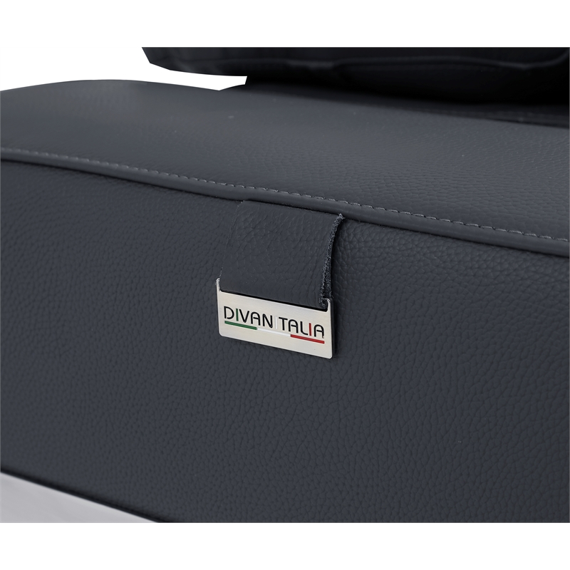 Titan Furnishings Italian Leather Sofa with Power Recliner in Dark Gray