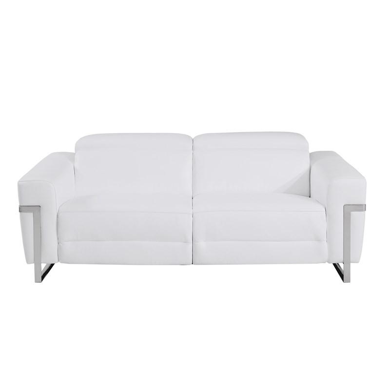 Titan Furnishings Italian Leather Sofa with Power Recliner in White