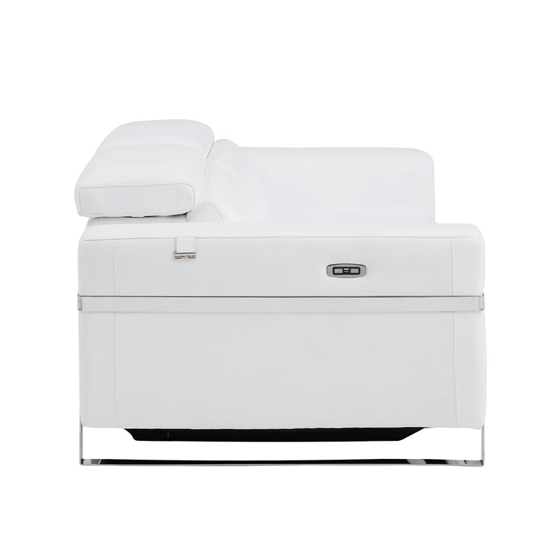 Titan Furnishings Italian Leather Sofa with Power Recliner in White