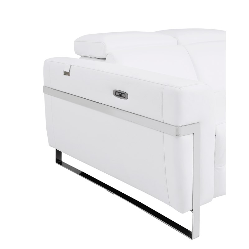 Titan Furnishings Italian Leather Sofa with Power Recliner in White