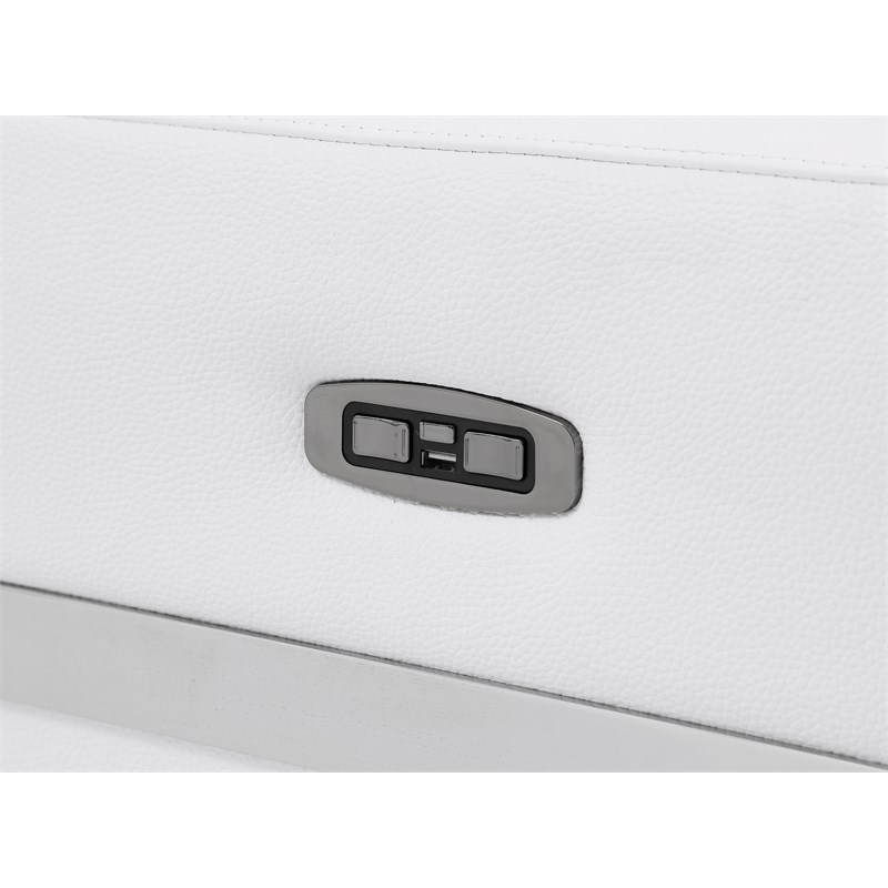 Titan Furnishings Italian Leather Sofa with Power Recliner in White