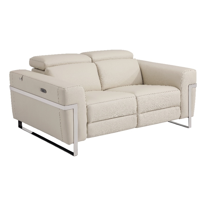 Titan Furnishings Italian Leather Loveseat with Power Recliner in Beige
