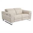 Titan Furnishings Italian Leather Loveseat with Power Recliner in Beige