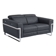 Titan Furnishings Italian Leather Loveseat with Power Recliner in Dark Gray