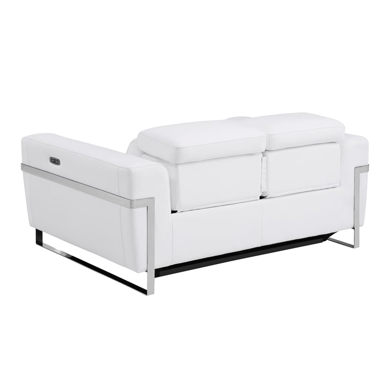 Titan Furnishings Italian Leather Loveseat with Power Recliner in White