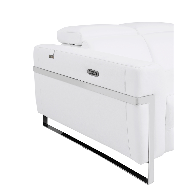 Titan Furnishings Italian Leather Loveseat with Power Recliner in White