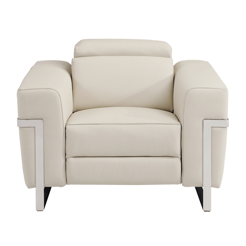Titan Furnishings Italian Leather Chair with Power Recliner in Beige