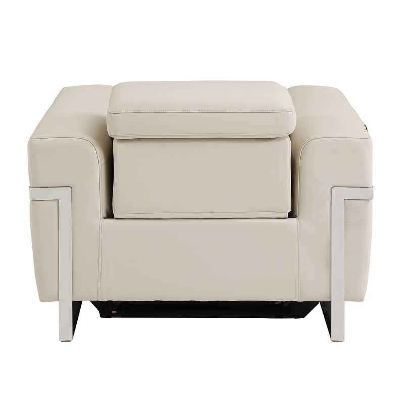 Titan Furnishings Italian Leather Chair with Power Recliner in Beige