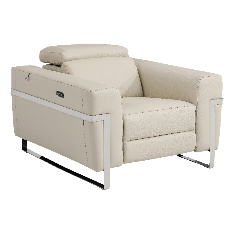 Titan Furnishings Italian Leather Chair with Power Recliner in Beige