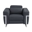Titan Furnishings Italian Leather Chair with Power Recliner in Dark Gray