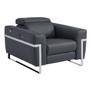 Titan Furnishings Italian Leather Chair with Power Recliner in Dark Gray