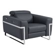 Titan Furnishings Italian Leather Chair with Power Recliner in Dark Gray