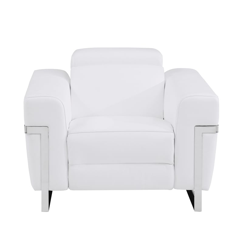 Titan Furnishings Italian Leather Chair with Power Recliner in White