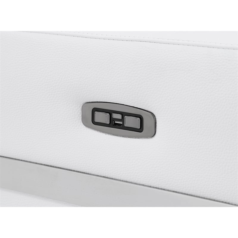 Titan Furnishings Italian Leather Chair with Power Recliner in White