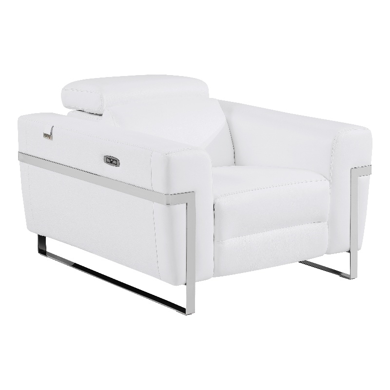 Titan Furnishings Italian Leather Chair with Power Recliner in White