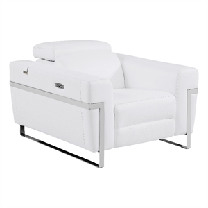 Titan Furnishings Italian Leather Chair with Power Recliner in White