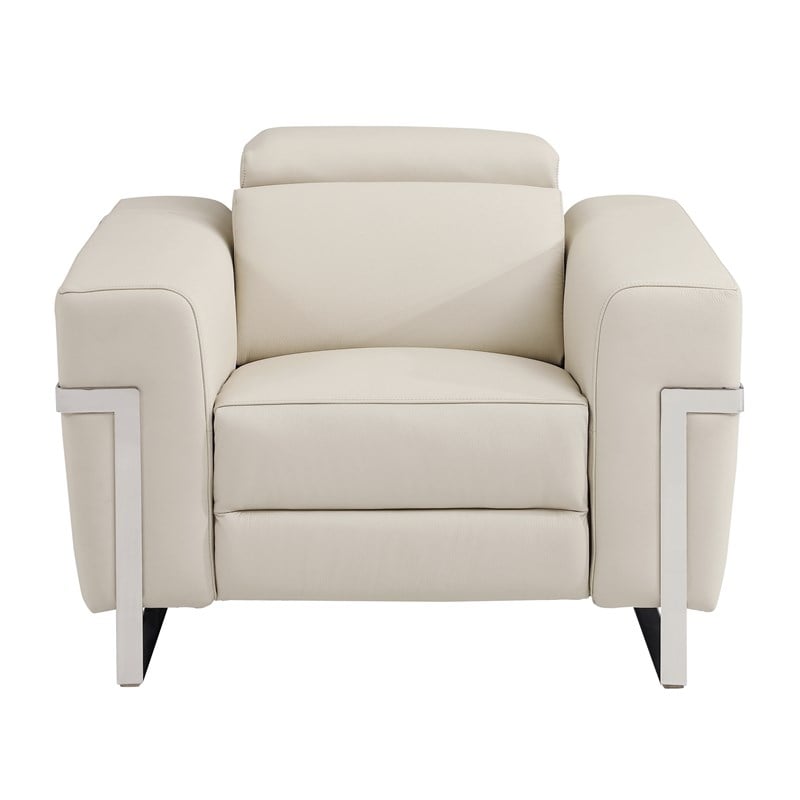 Titan Furnishings Italian Leather Sofa Set with Power Recliner in Beige