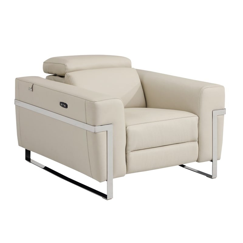 Titan Furnishings Italian Leather Sofa Set with Power Recliner in Beige