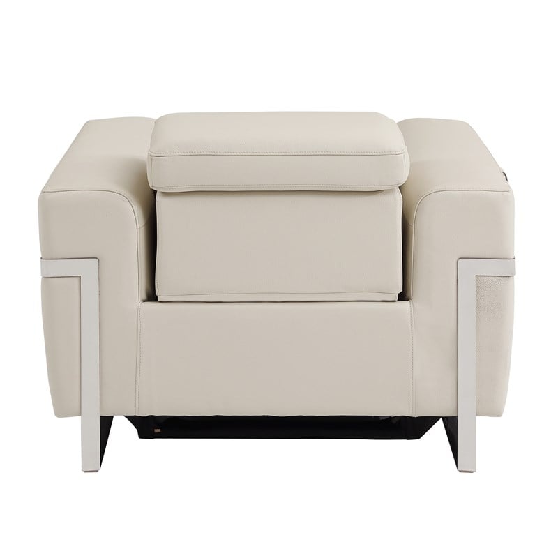 Titan Furnishings Italian Leather Sofa Set with Power Recliner in Beige
