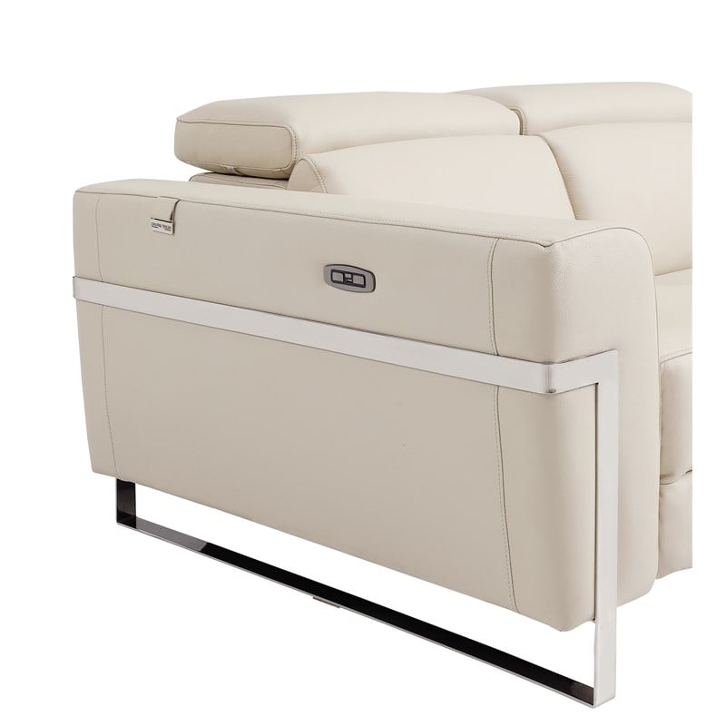 Titan Furnishings Italian Leather Sofa Set with Power Recliner in Beige