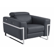 Titan Furnishings Italian Leather Sofa Set with Power Recliner in Dark Gray
