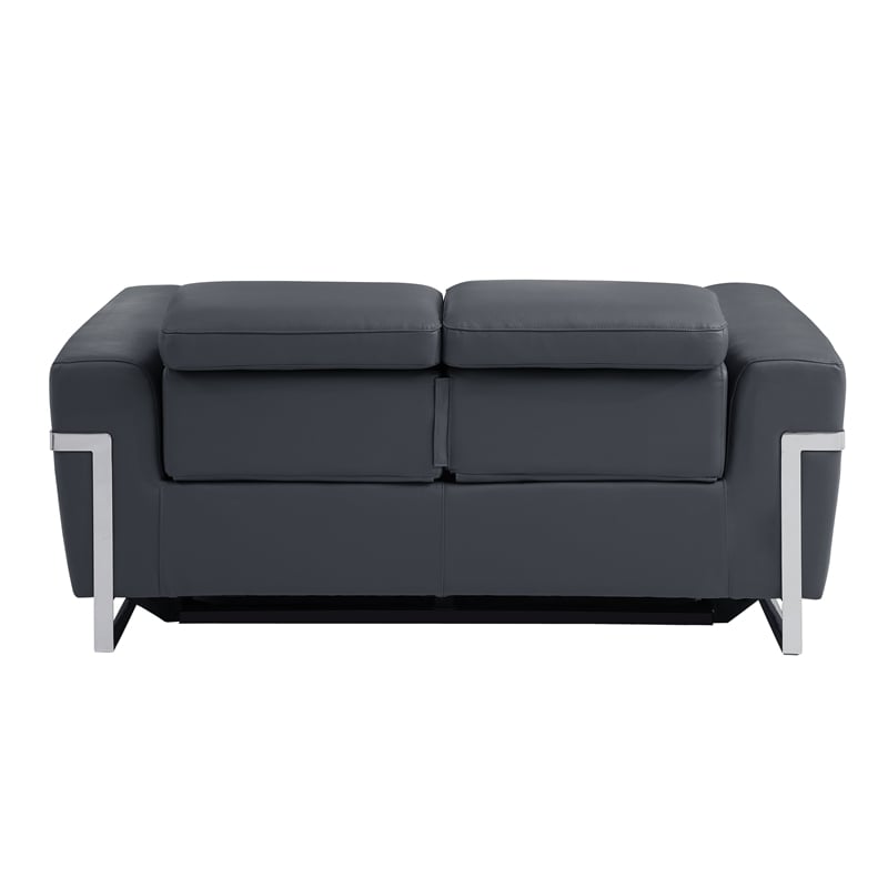 Titan Furnishings Italian Leather Sofa Set with Power Recliner in Dark Gray