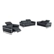 Titan Furnishings Italian Leather Sofa Set with Power Recliner in Dark Gray