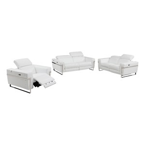 Titan Furnishings Italian Leather Sofa Set with Power Recliner in White