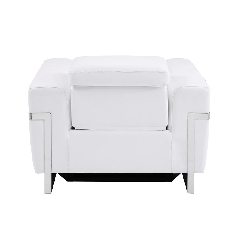 Titan Furnishings Italian Leather Sofa Set with Power Recliner in White