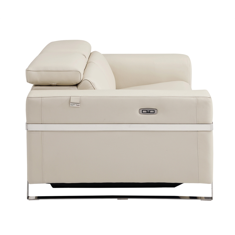 Titan Furnishings Italian Leather Sofa and Loveseat with Power Recliner in Beige