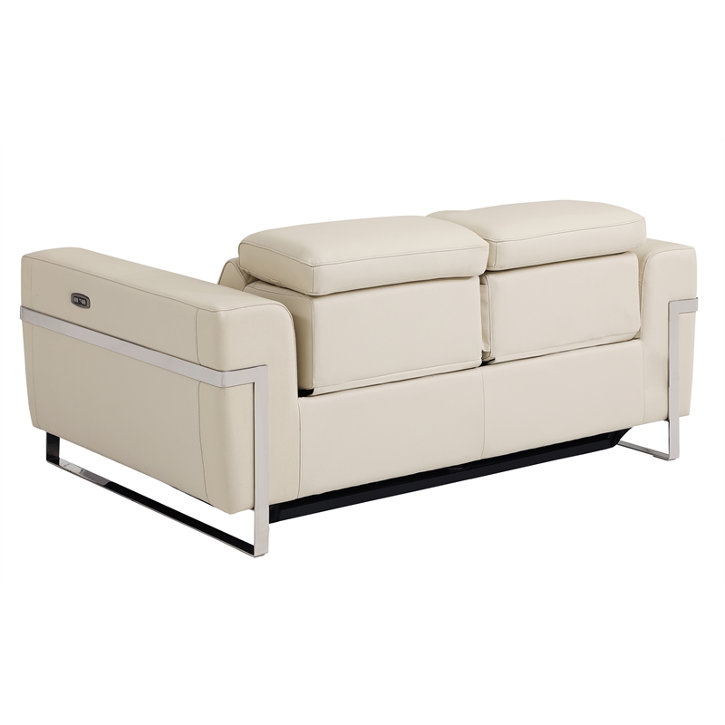 Titan Furnishings Italian Leather Sofa and Loveseat with Power Recliner in Beige