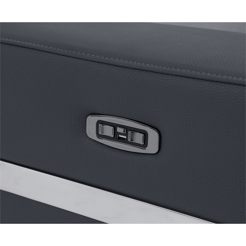 Titan Furnishings Italian Leather Sofa and Loveseat  Power Recliner in DK Gray