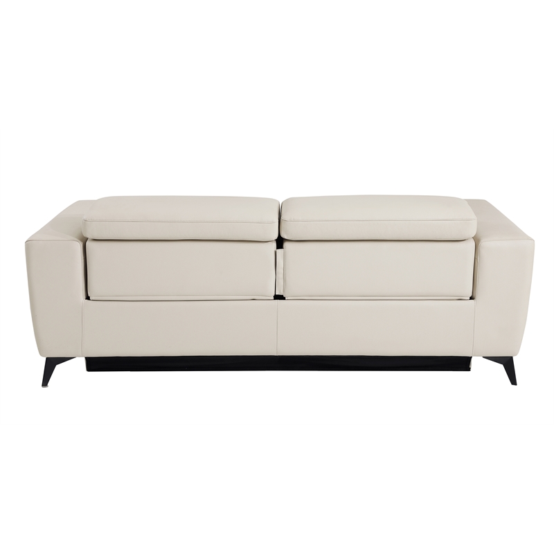 Titan Furnishings Italian Leather Sofa with Power Recliner in Beige