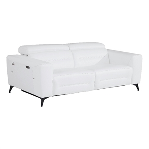 Titan Furnishings Italian Leather Sofa with Power Recliner in White