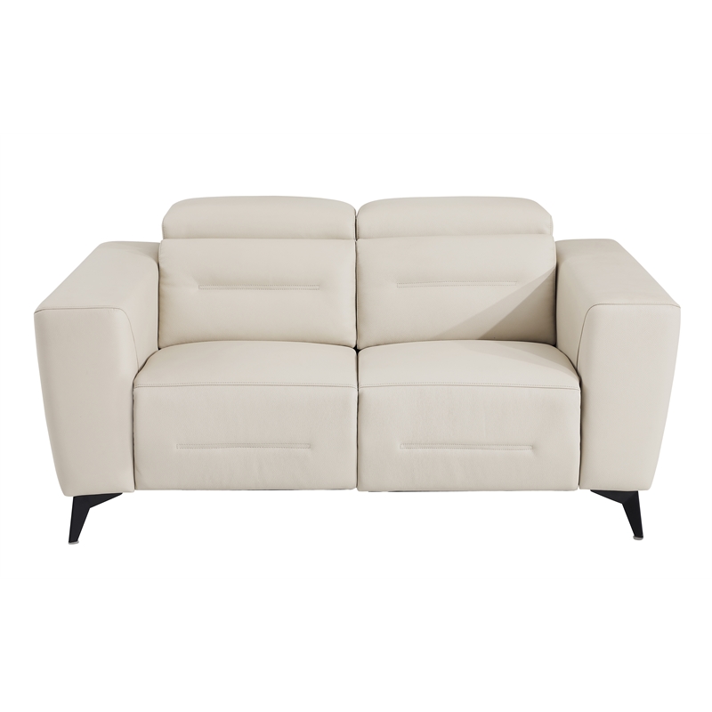 Titan Furnishings Italian Leather Loveseat with Power Recliner in Beige