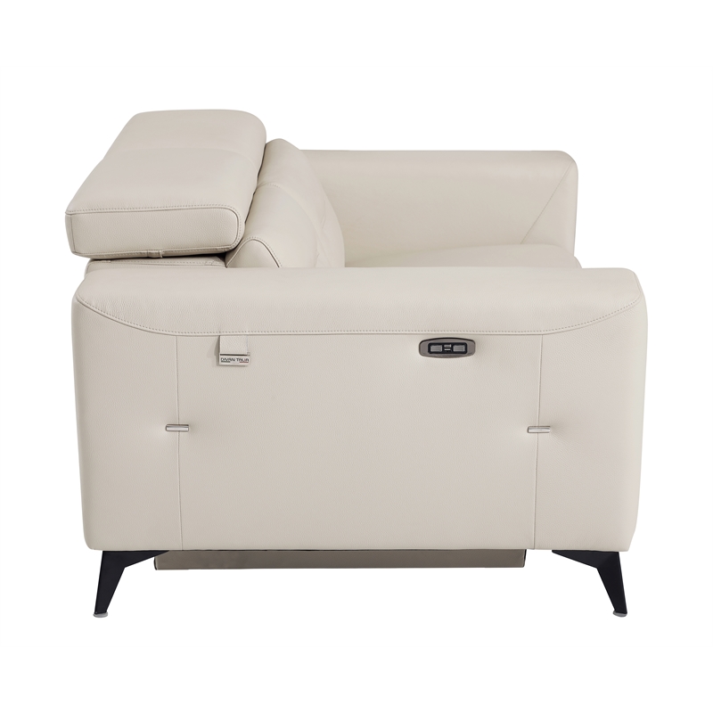Titan Furnishings Italian Leather Loveseat with Power Recliner in Beige