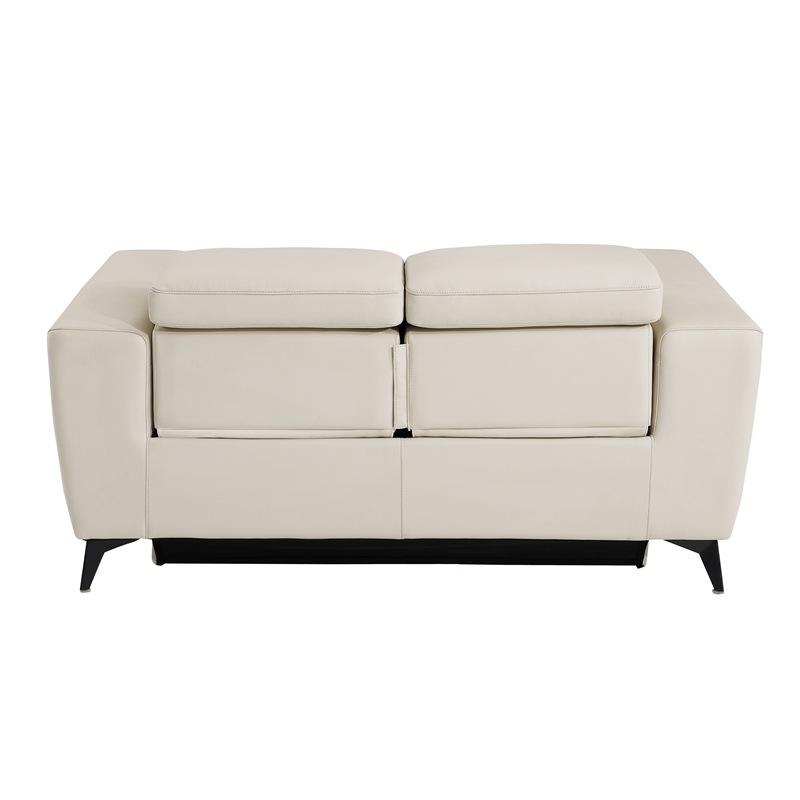 Titan Furnishings Italian Leather Loveseat with Power Recliner in Beige